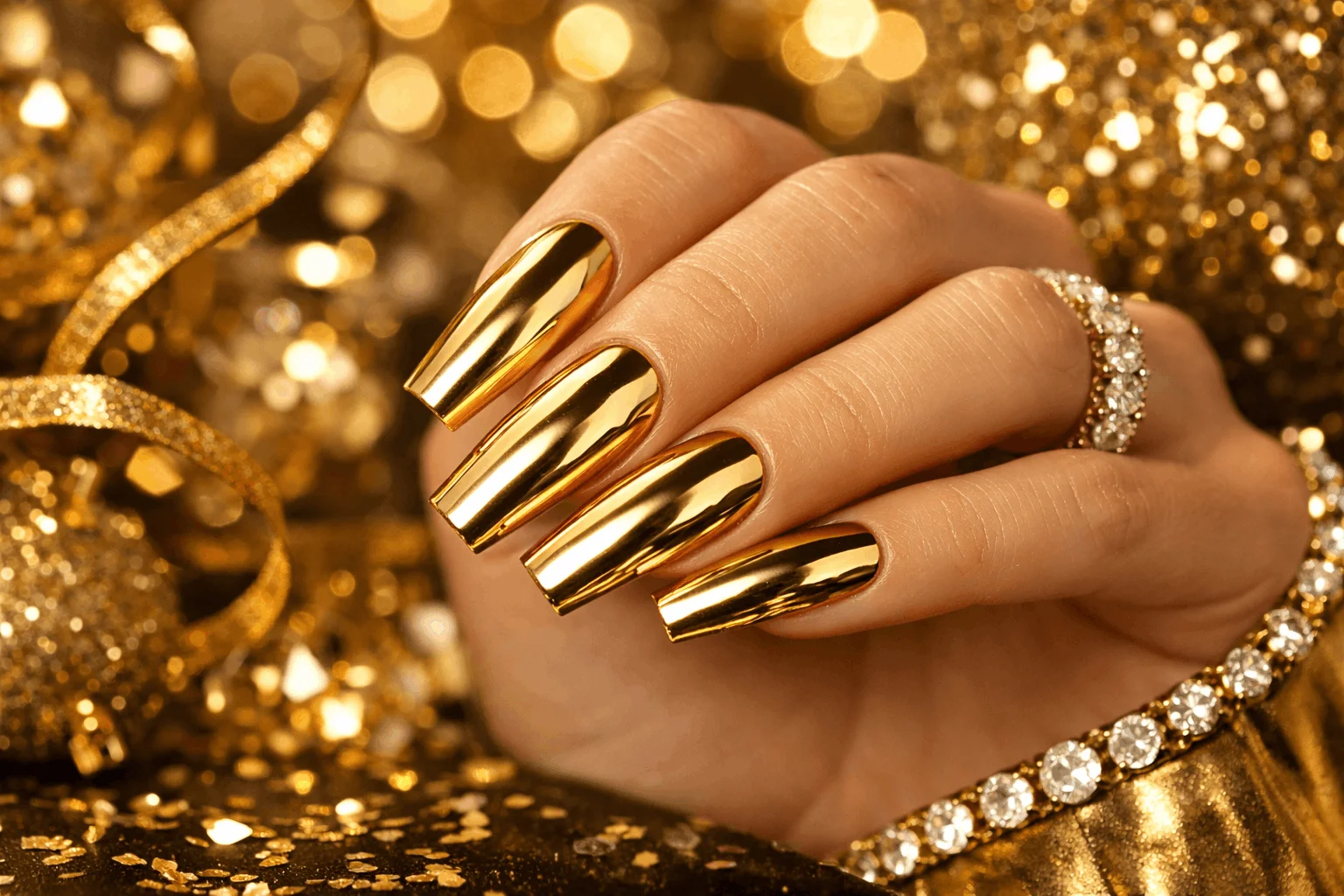 25 Gold Holiday Nails That Shine All Season Long 10 full metallic gold holiday nails glamorous manicure design