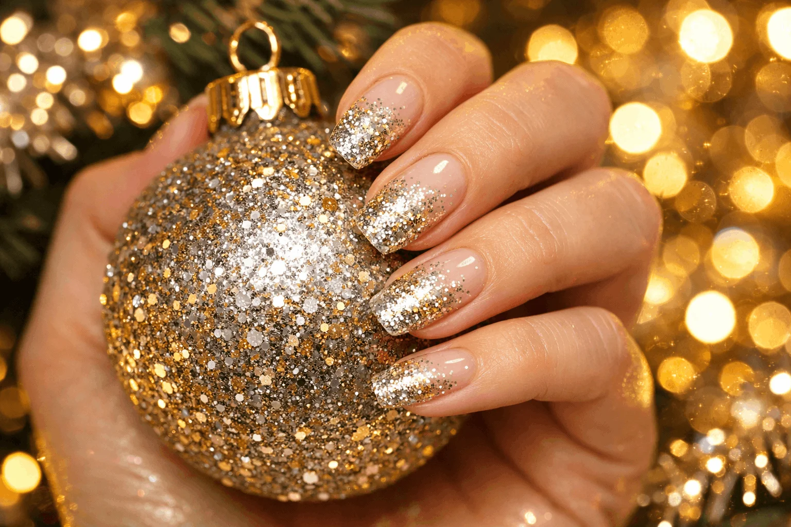 22 December Nails Trends for Holiday Perfection 5 glitter holiday december nails festive manicure