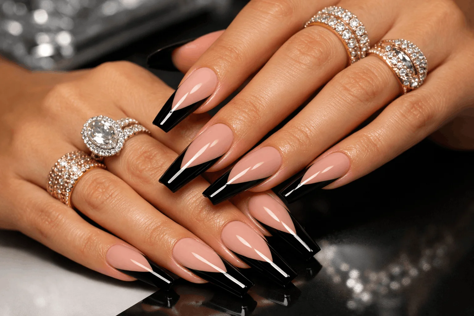 20 Black French Tip Nails That Look Super Classy 4 long black french tip acrylic nails design