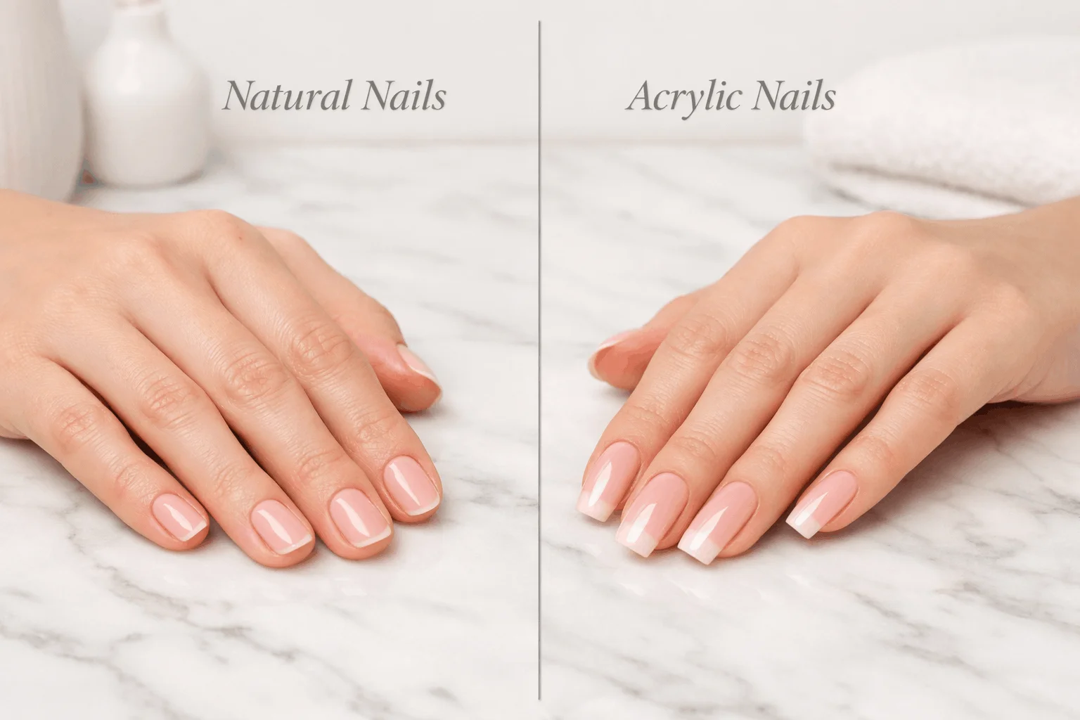 22 Facts That Explain What Are Acrylic Nails 2 natural nails compared with acrylic nail enhancements