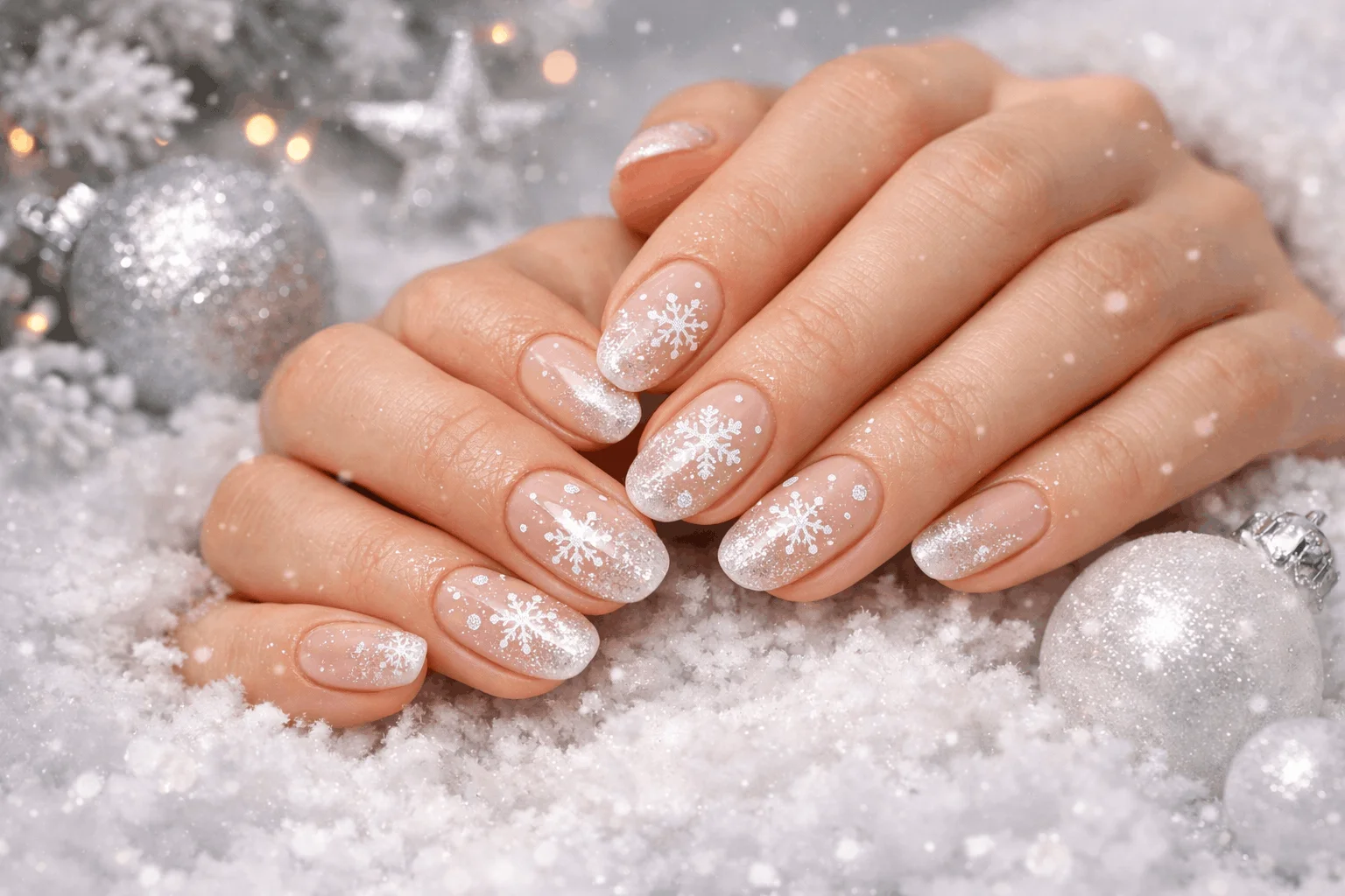 22 December Nails Trends for Holiday Perfection 4 snowflake december nails winter nail art design