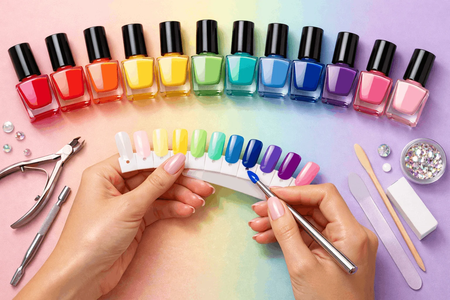 24 Best OPI Nail Polish Colors That Never Fade 2 variety of trending OPI nail polish colors arranged in gradient palette