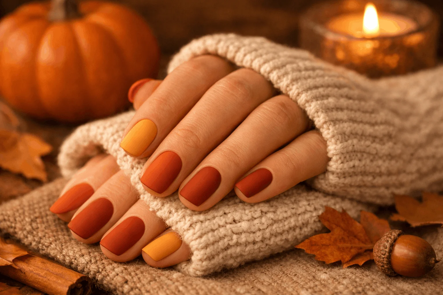 16 Fall Season Nails Trends You Need to Try 11 Burnt orange fall nails bold autumn manicure