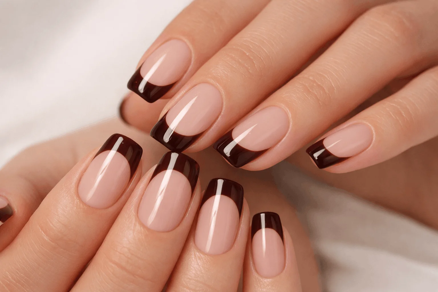 15 Cherry Mocha Nails Perfect for Any Season 3 Cherry mocha French tip nails modern design