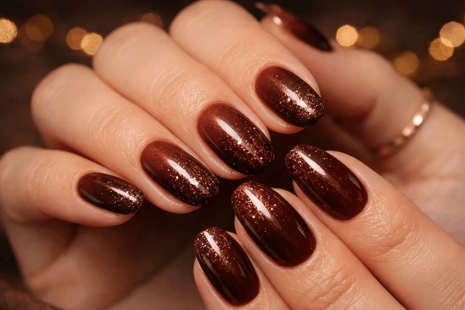 15 Cherry Mocha Nails Perfect for Any Season 12 Cherry mocha nails with subtle glitter sparkle