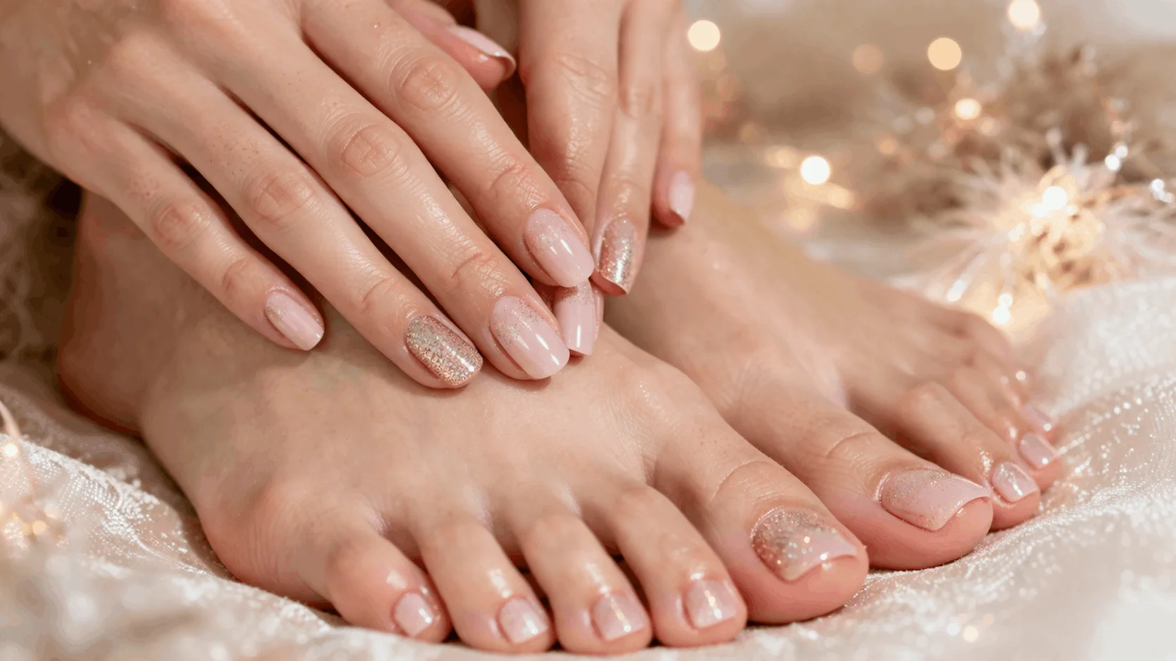 18 Nail and Feet Set Ideas for a Chic Look 8 Glitter accent matching nails and toes manicure pedicure ideas