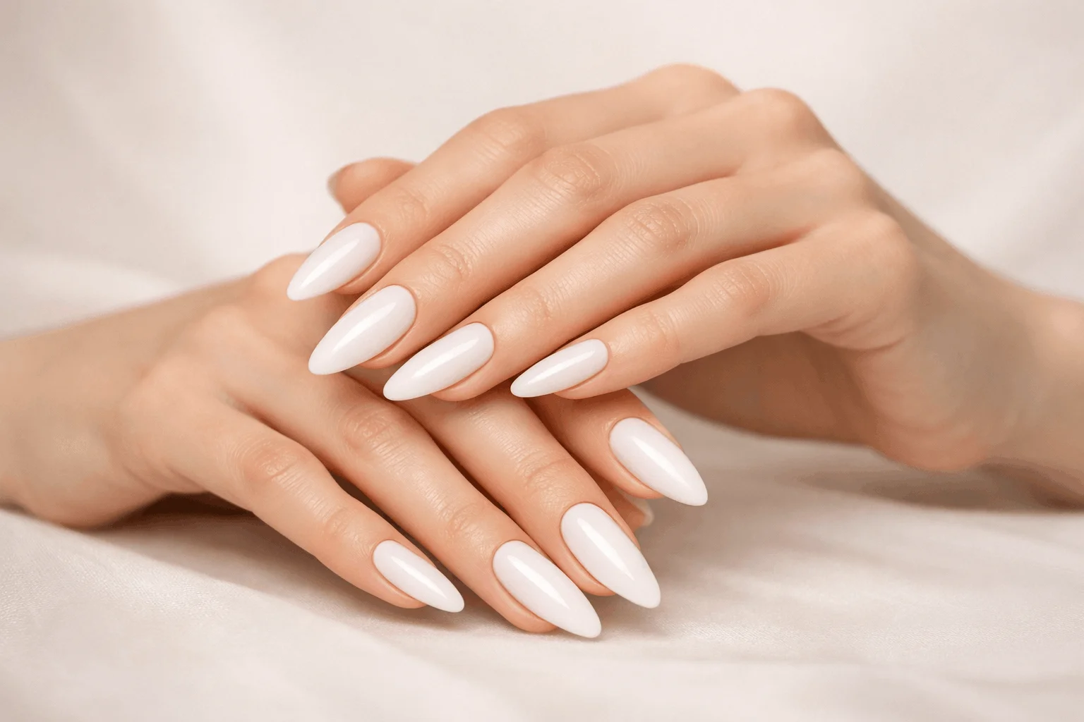 16 Milky White Nails That Feel Chic & Minimal 5 Milky white almond nails elegant shape