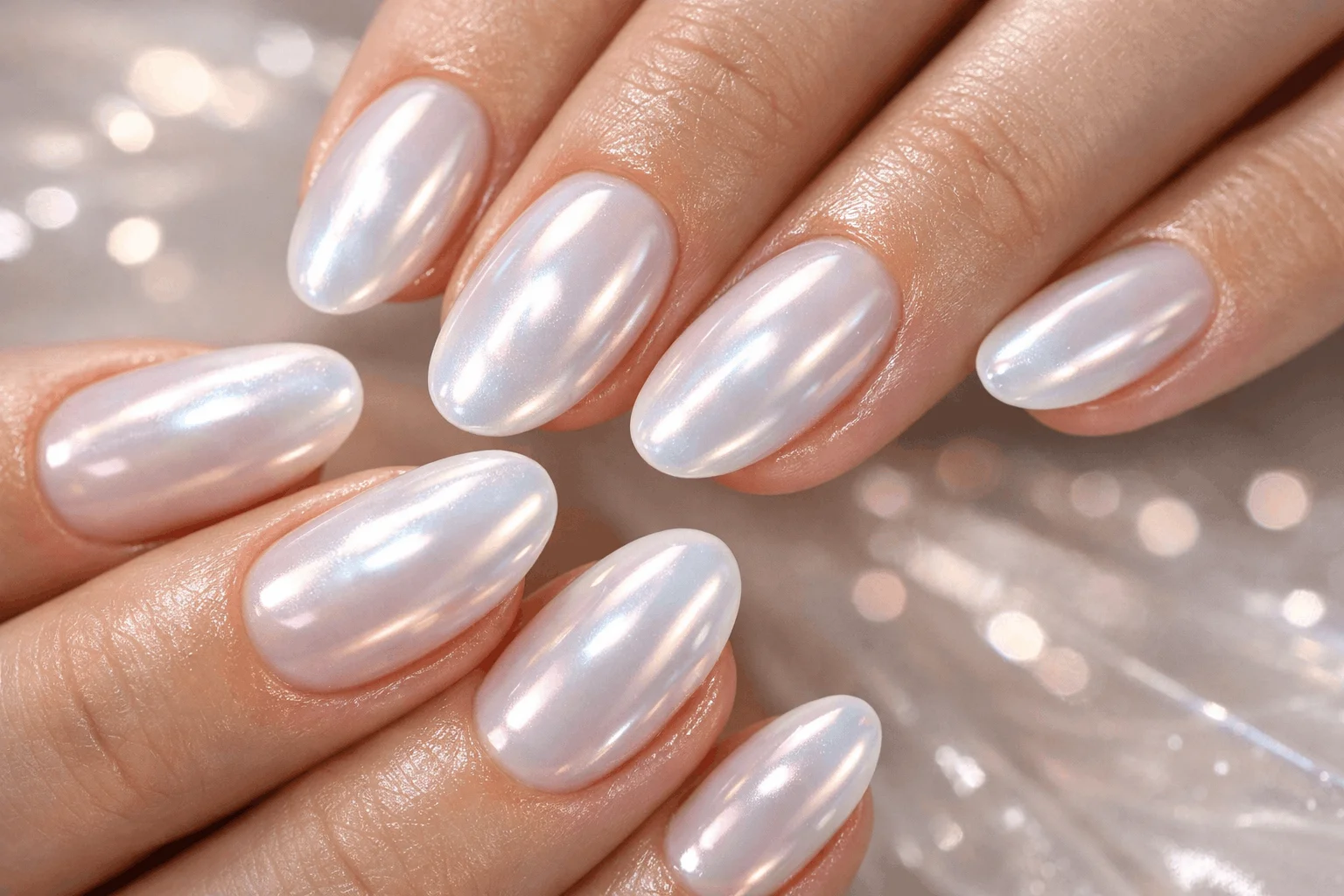 16 Milky White Nails That Feel Chic & Minimal 7 Milky white chrome nails glazed effect manicure