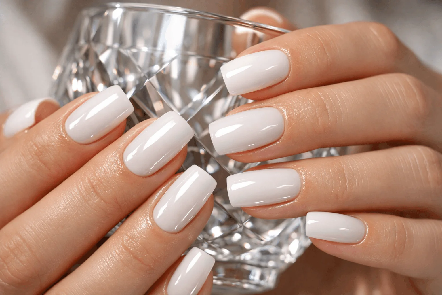 16 Milky White Nails That Feel Chic & Minimal 4 Milky white gel nails glossy salon finish