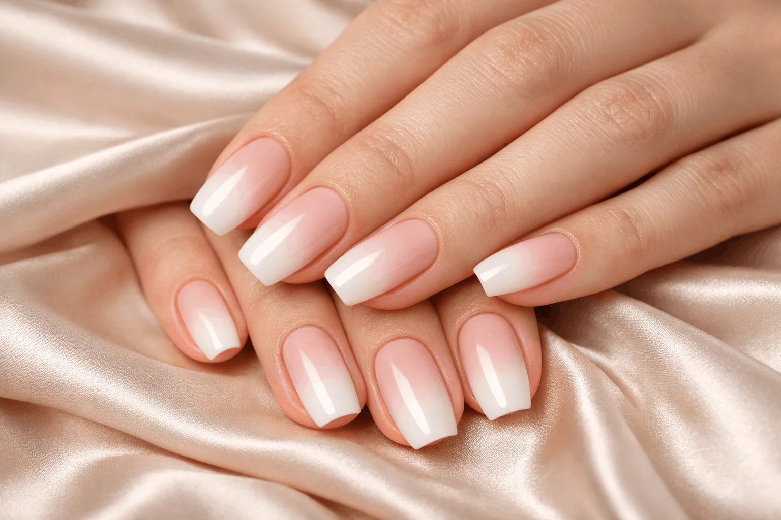 16 Milky White Nails That Feel Chic & Minimal 11 Milky white ombre nails soft gradient manicure