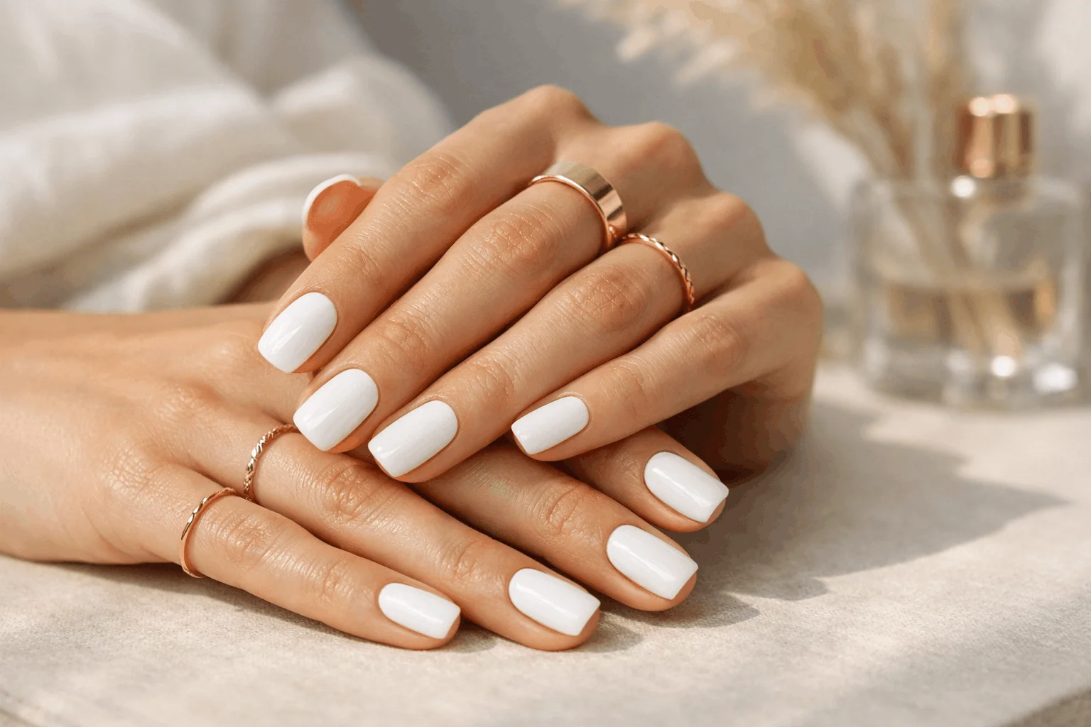 19 White Nails Designs That Feel Fresh and Elegant 2 Minimal white manicure aesthetic inspiration