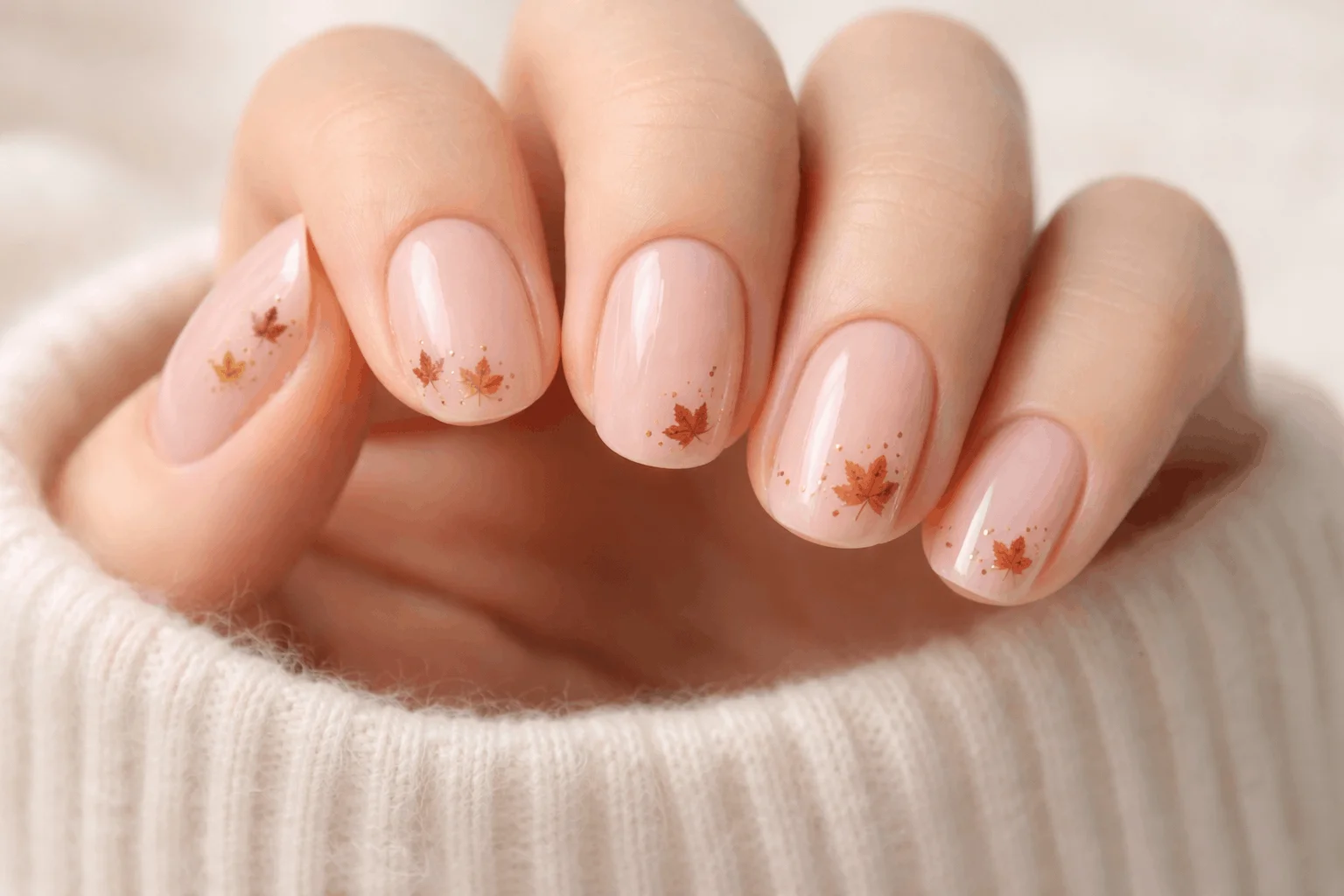 16 Fall Season Nails Trends You Need to Try 10 Minimalist fall nails with subtle leaf design