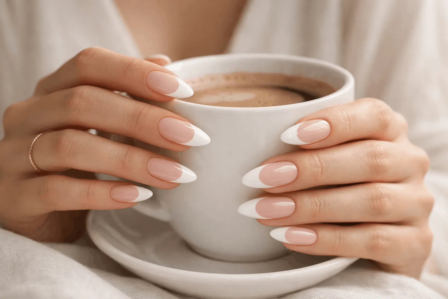 19 White Nails Designs That Feel Fresh and Elegant 4 Modern white French tip nails design