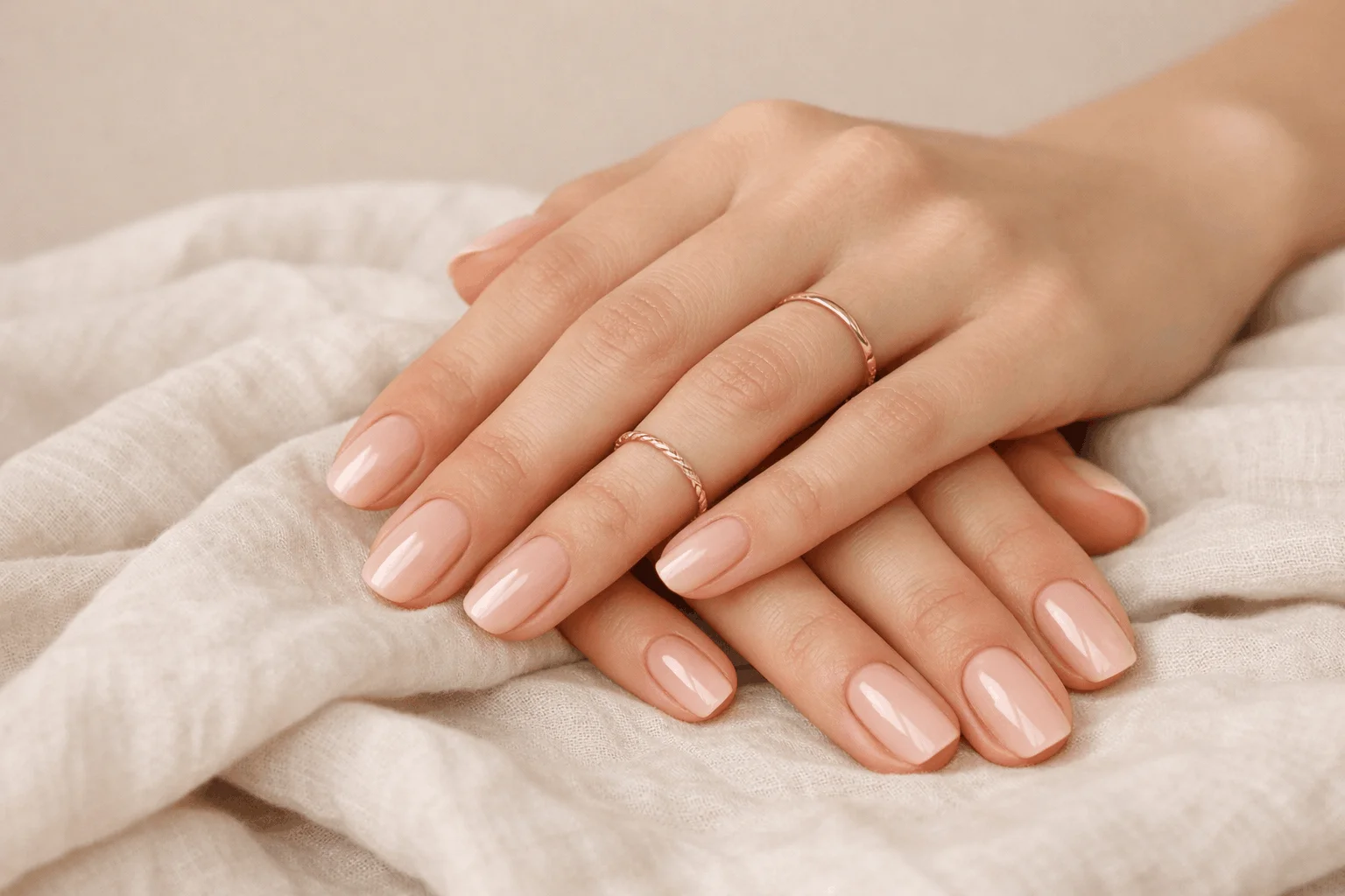 18 Nude Nails and Minimalist Nails You’ll Love 1 Natural glossy nude nails minimalist manicure aesthetic