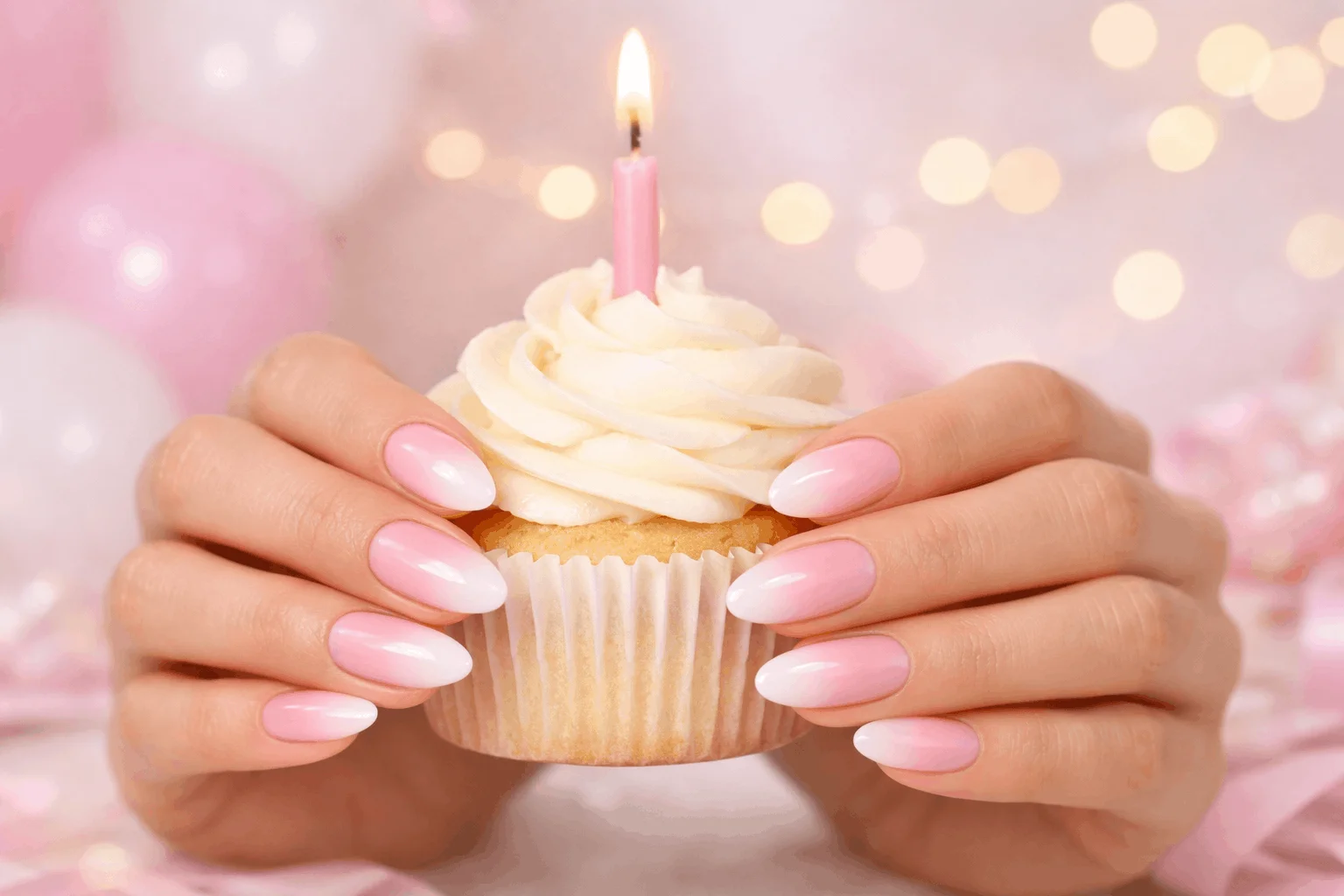 19 Birthday Nails That Will Make Your Party Shine 7 Pink ombre birthday nails gradient manicure