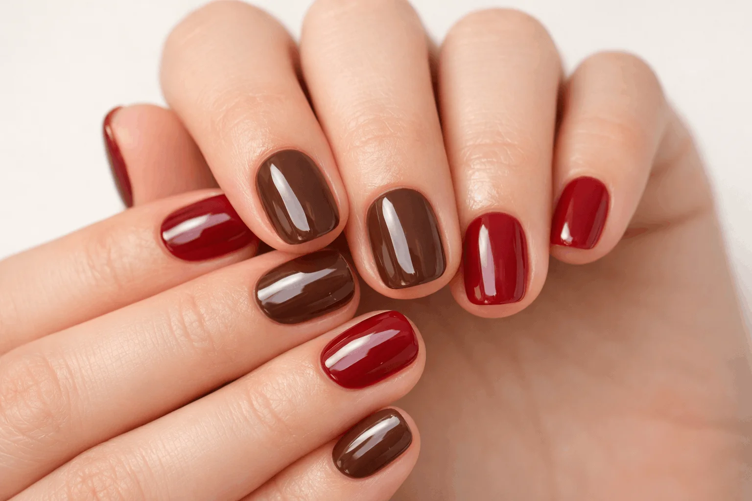 15 Cherry Mocha Nails Perfect for Any Season 9 Short cherry mocha nails clean everyday look