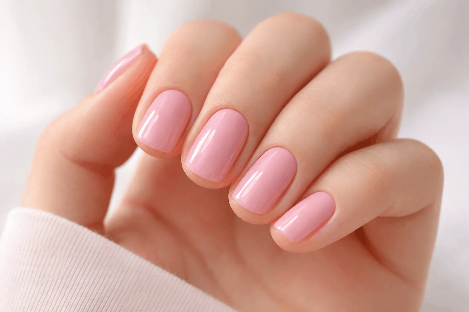 18 School Nails Ideas That Are Simple & Stylish 3 Soft pink glossy cute school nails