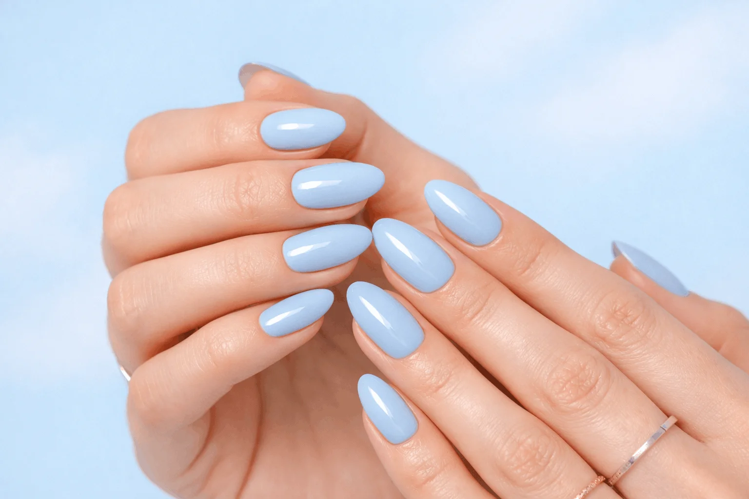 17 Best Nail Colors for Fair Skin That Look Stunning 8 baby blue nail polish on fair skin manicure
