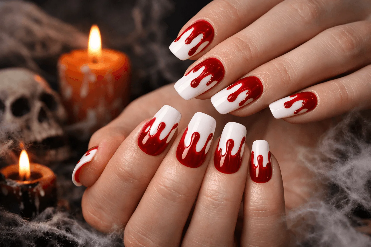 19 Simple Halloween Nails Anyone Can Try at Home 8 blood drip quick halloween nails design