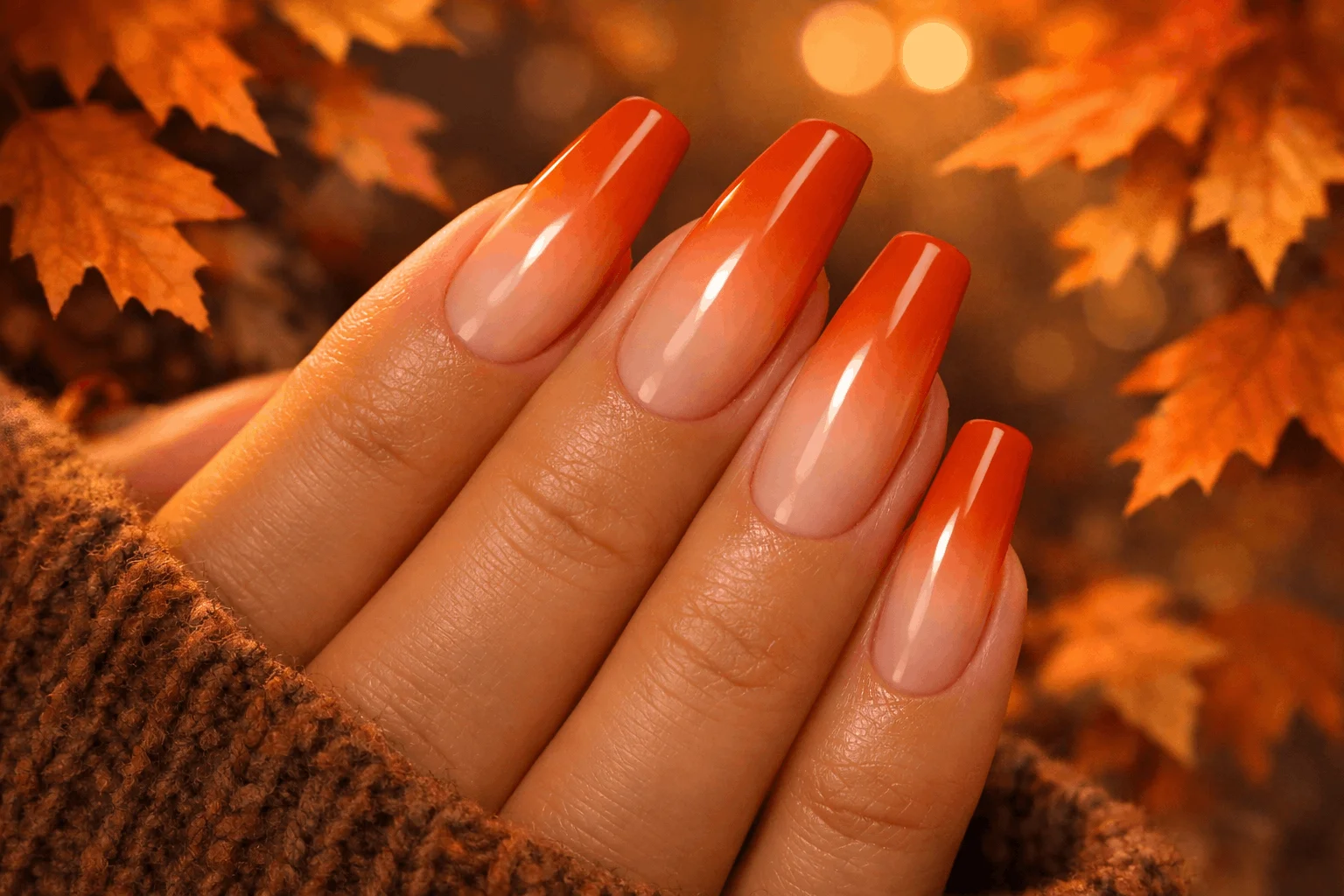 17 November Nails Designs That Stand Out 6 burnt orange ombre november acrylic nails fall gradient
