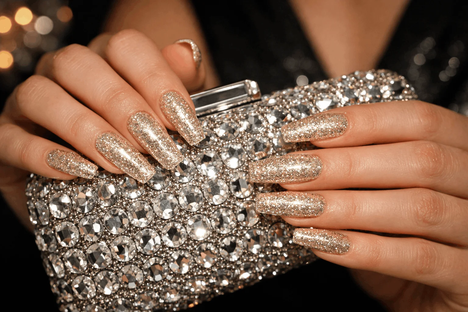 17 Champagne Nails Designs That Look Classy & Chic 10 champagne glitter coffin nails glamorous manicure