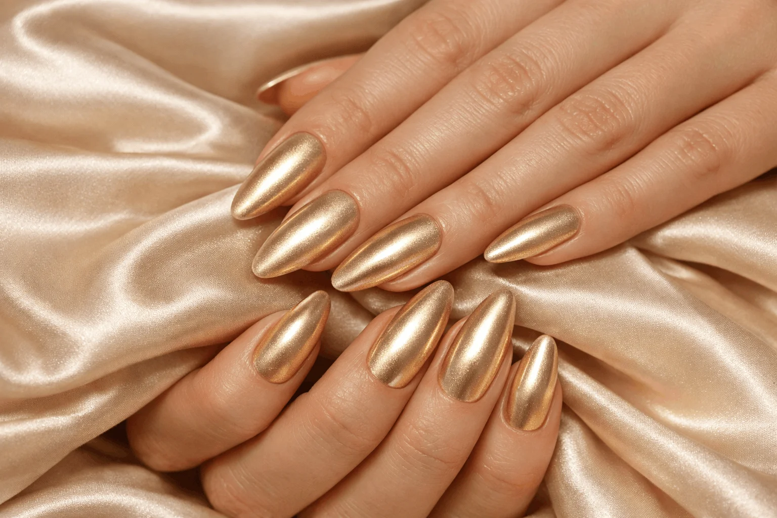 17 Champagne Nails Designs That Look Classy & Chic 5 champagne gold almond nails elegant manicure