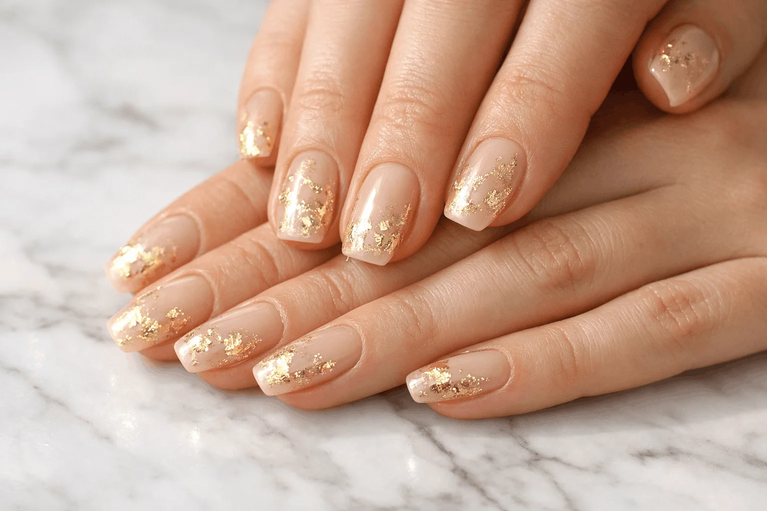 17 Champagne Nails Designs That Look Classy & Chic 9 champagne gold foil nails elegant nail art