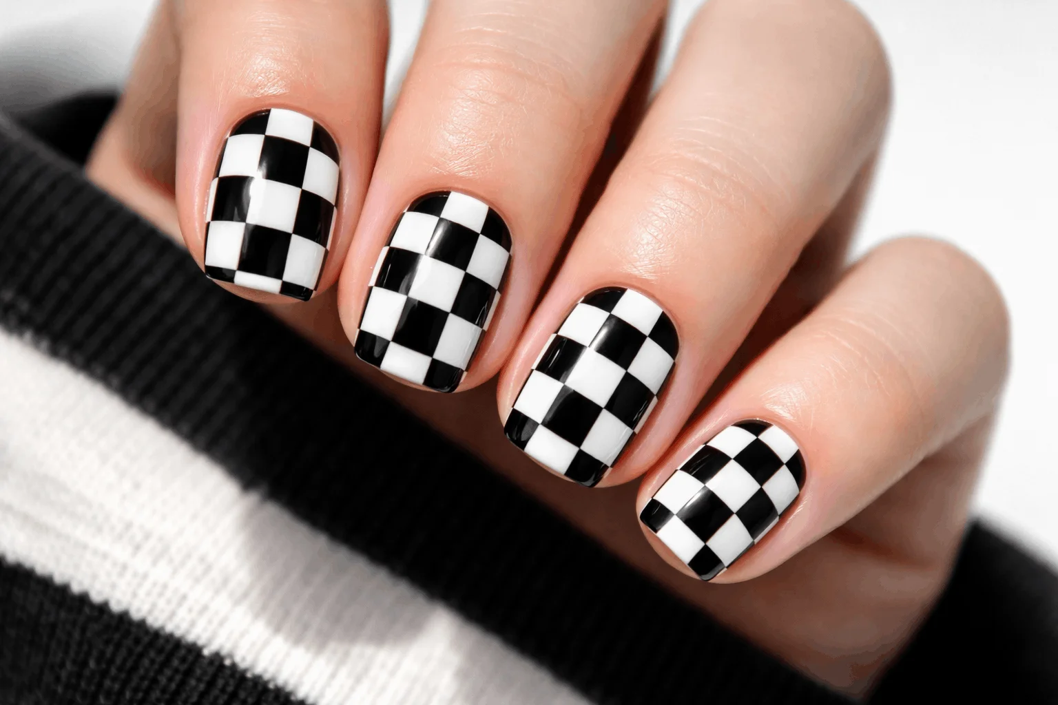17 Teen Nails Ideas That Are Cute, Trendy & Easy 7 checkerboard trendy teen nails design