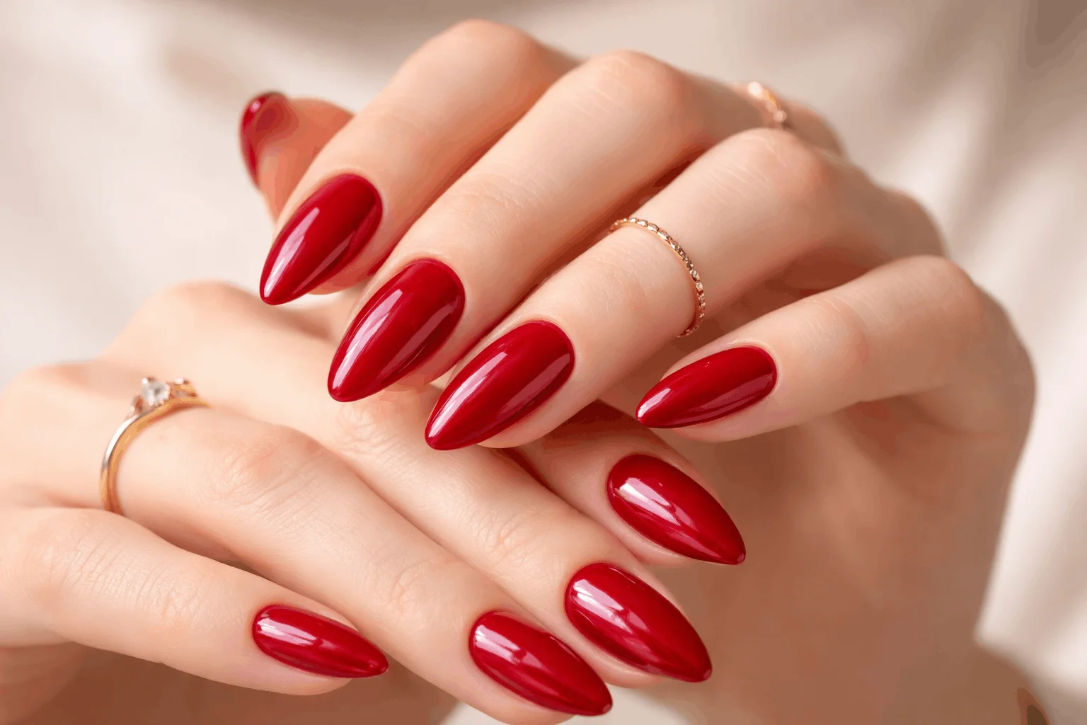 17 Best Nail Colors for Fair Skin That Look Stunning 1 classic cherry red nail polish on fair skin manicure