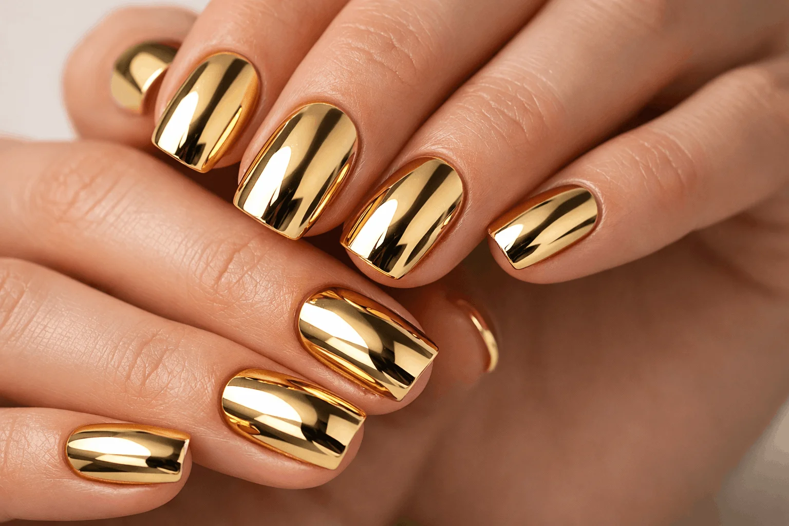 18 Gold Chrome Nails for a Chic Glam Look 2 classic full gold chrome nails mirror finish manicure