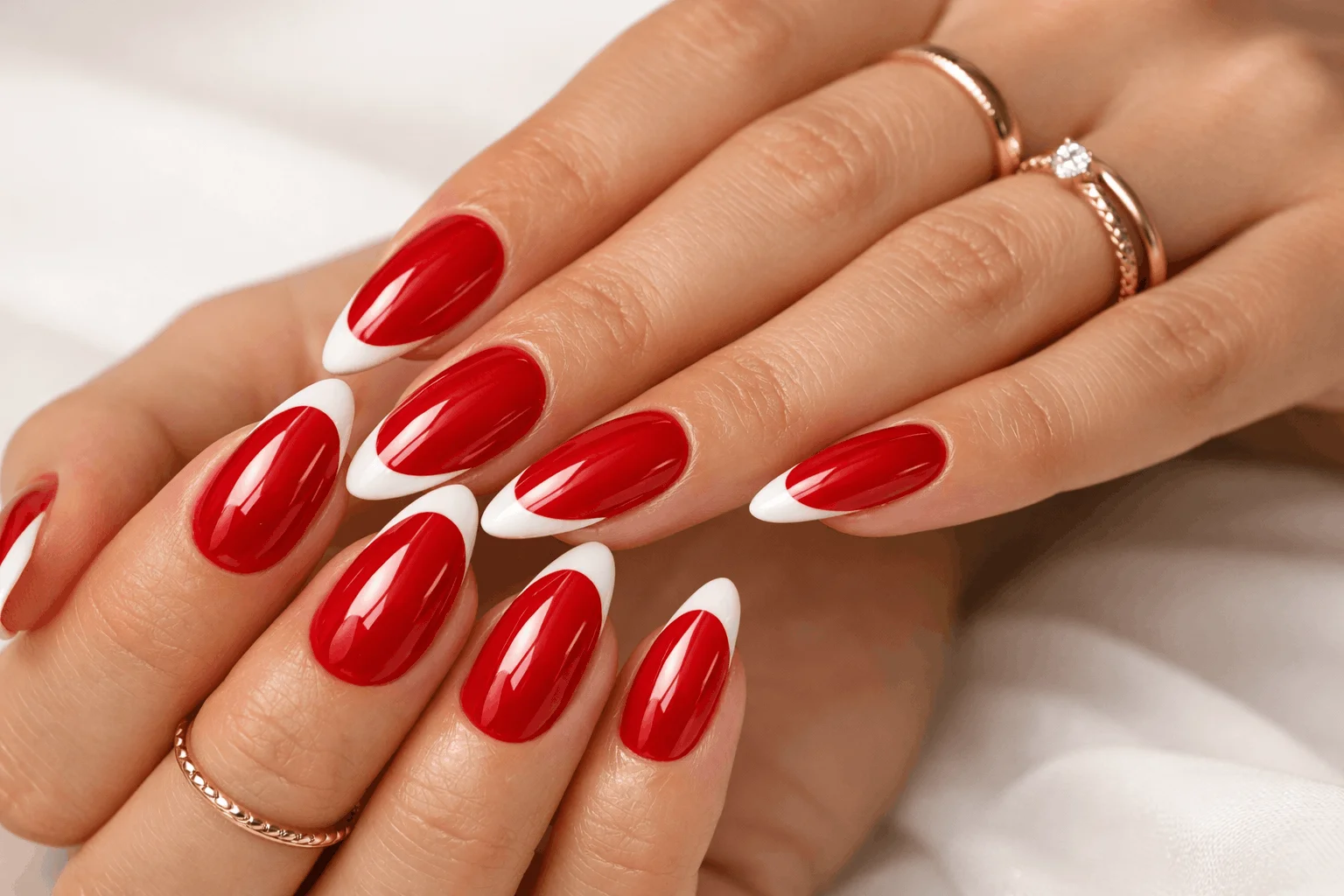 18 Red and White Nails Looks Perfect for Any Season 2 classic red nails with white french tips manicure design