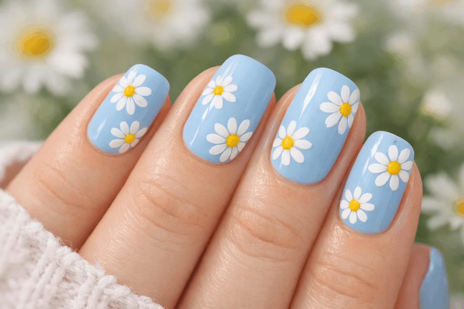 17 Teen Nails Ideas That Are Cute, Trendy & Easy 8 daisy flower cute teen nails design