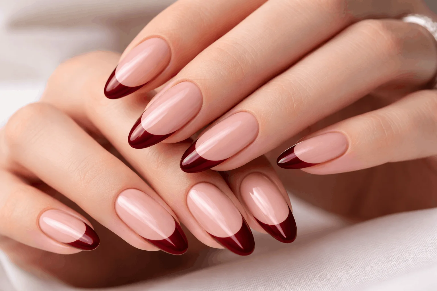 17 Vampire Nails That Look Dark, Bold and Chic 11 dark french tip vampire nails minimalist chic manicure