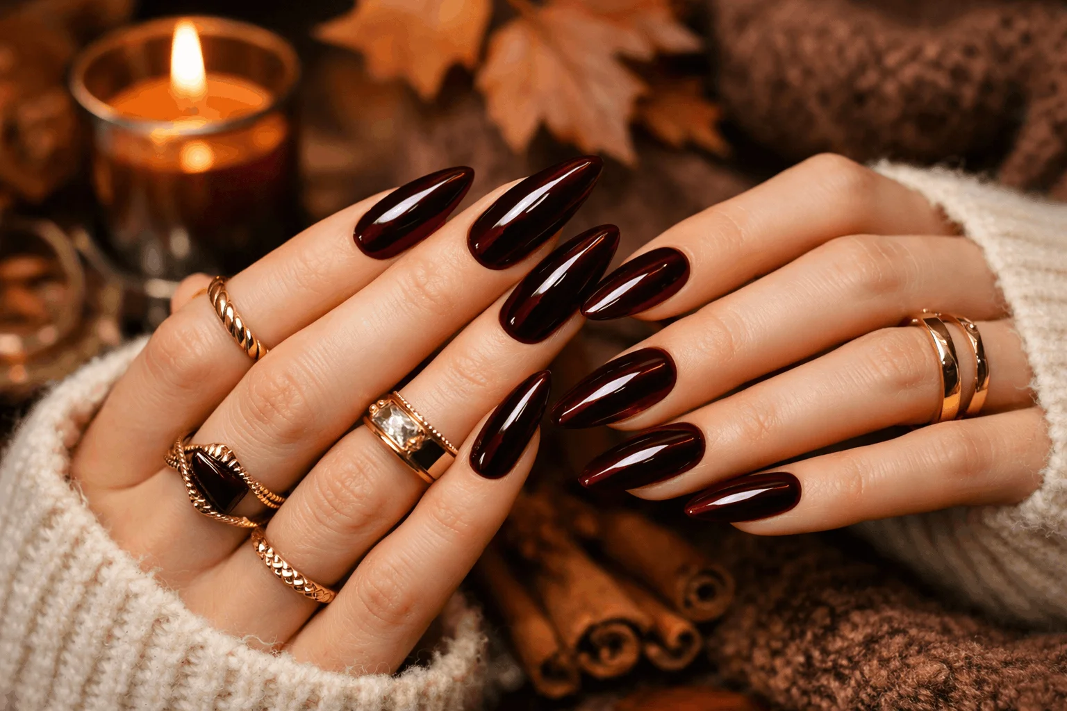 17 Best Nail Colors for Fair Skin That Look Stunning 9 deep burgundy nail color for fair skin elegant manicure