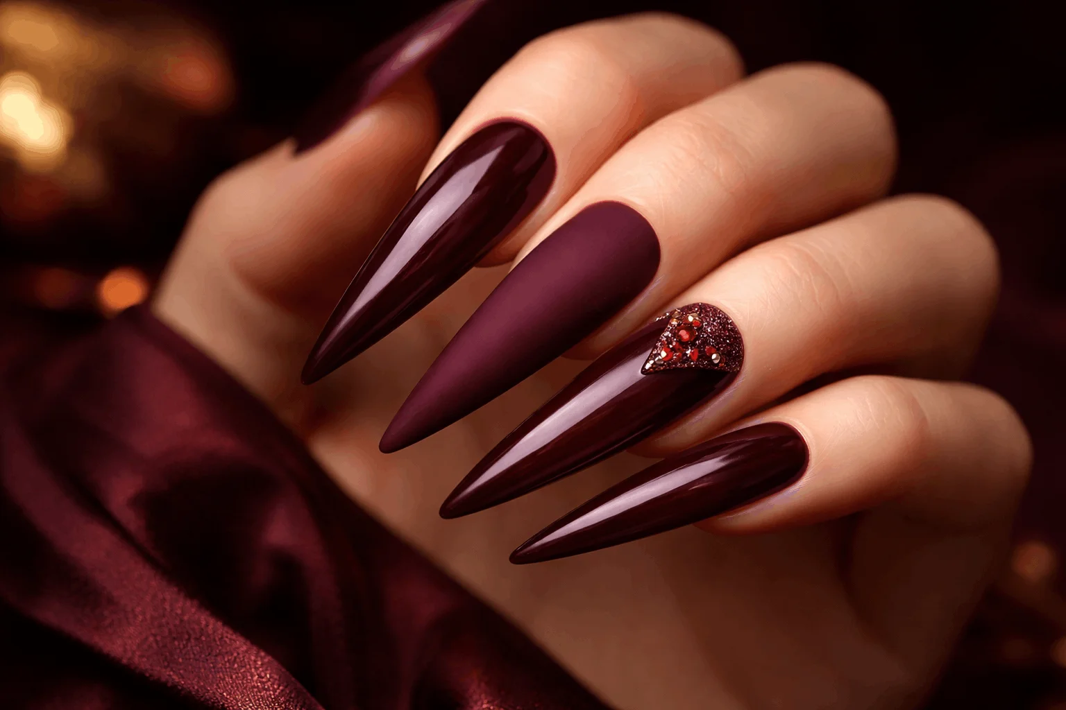 17 November Nails Designs That Stand Out 3 deep burgundy november acrylic nails elegant fall style