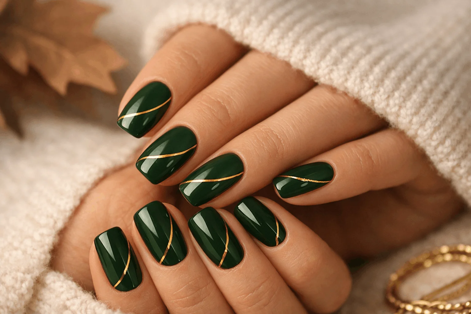 17 November Nails Designs That Stand Out 10 forest green november gel nails minimal elegant style