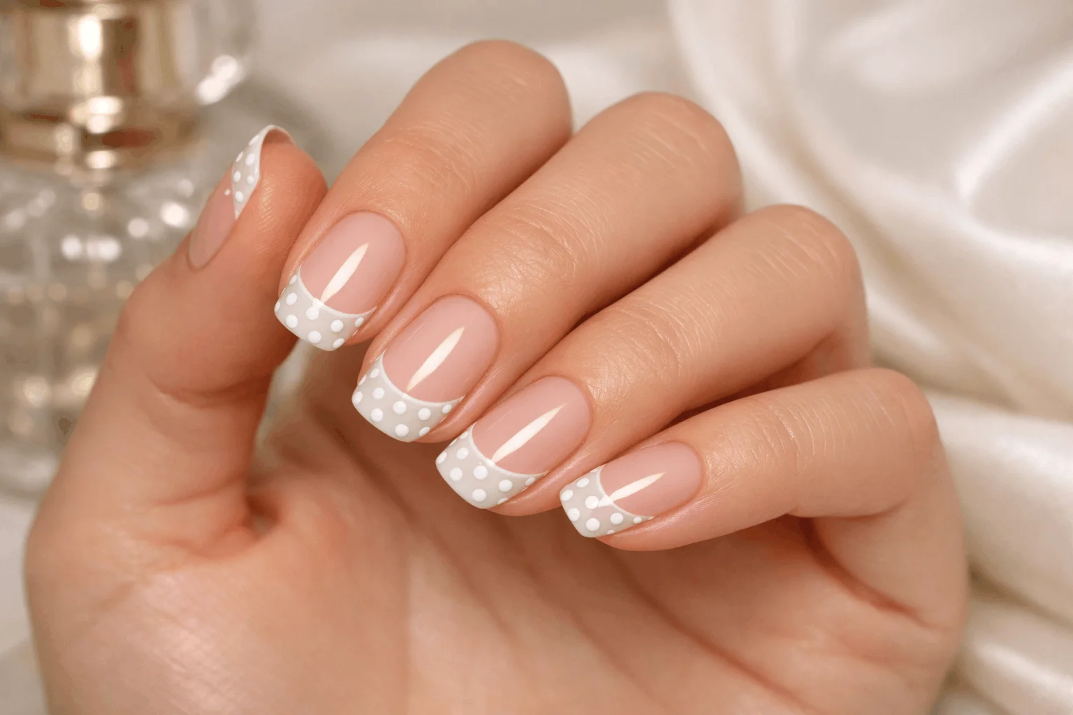 17 Polka Dot Nails That Are Cute & Playful 5 french tip polka dot nails elegant manicure