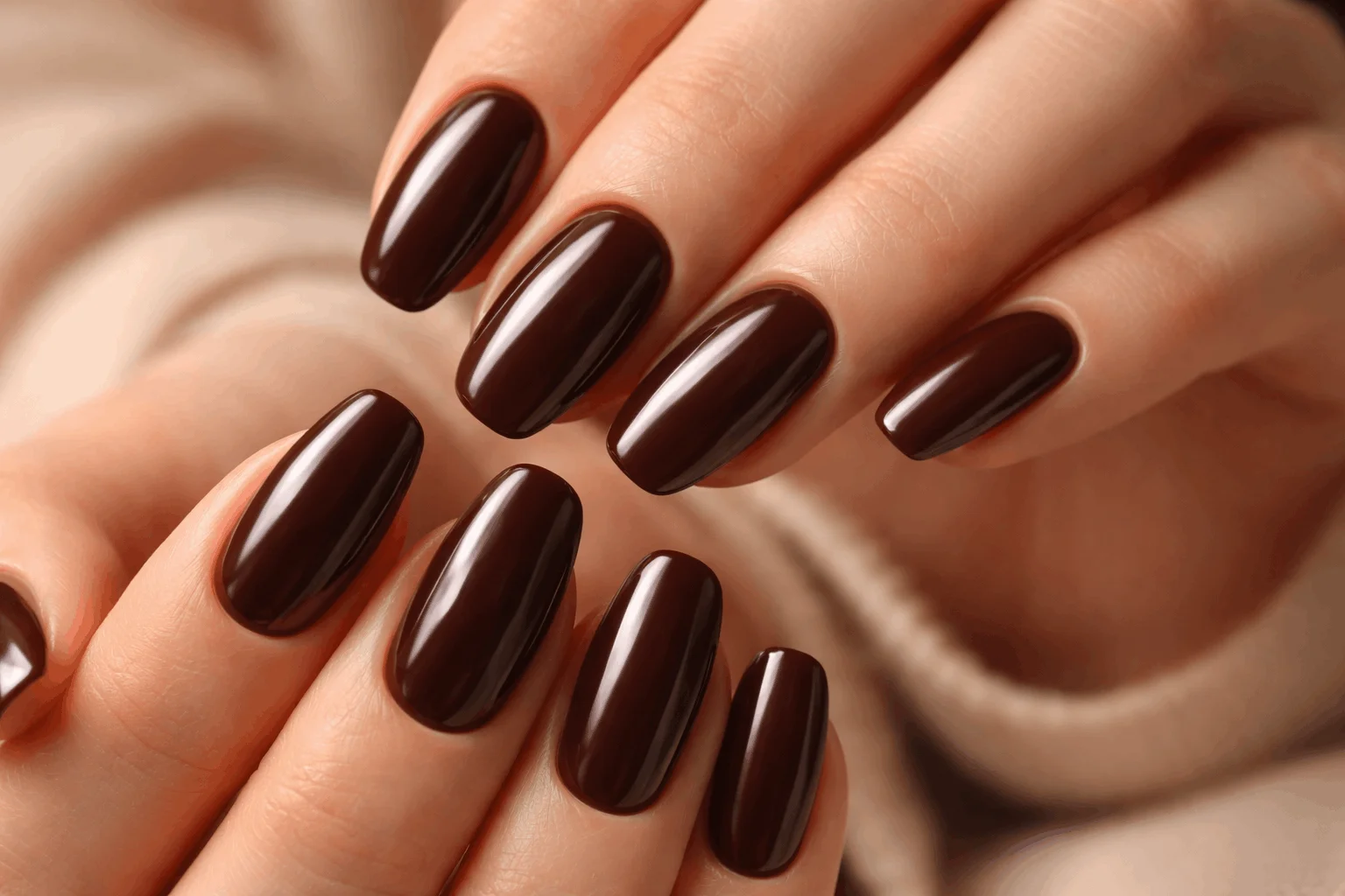 17 Brown Nails Ideas That Feel Rich & Chic 2 glossy chocolate brown nails rich manicure look