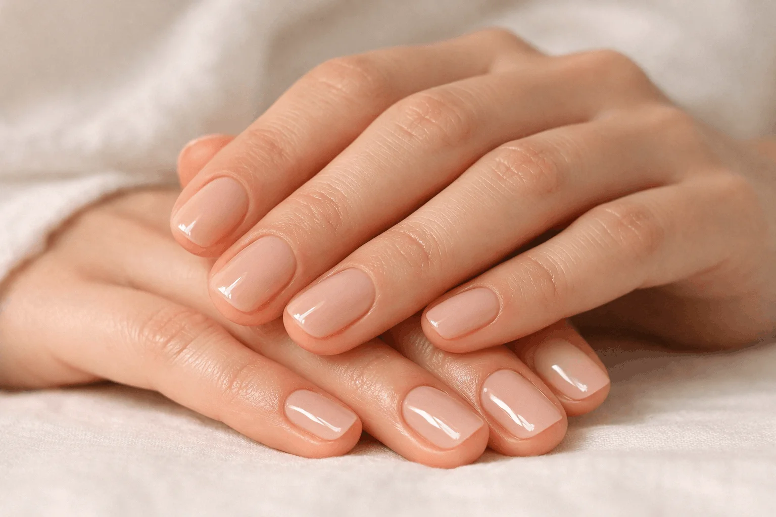 18 Minimalist Nails That Elevate Your Everyday Look 2 glossy nude minimalist nails clean girl aesthetic