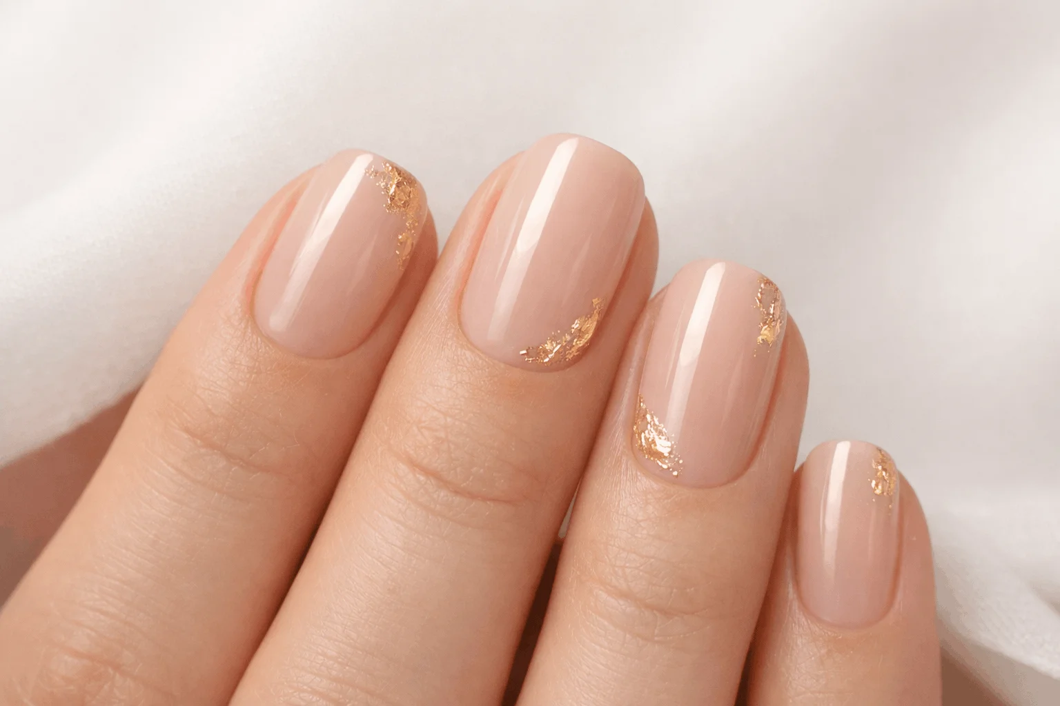 17 November Nails Designs That Stand Out 8 gold foil november gel nails elegant neutral manicure
