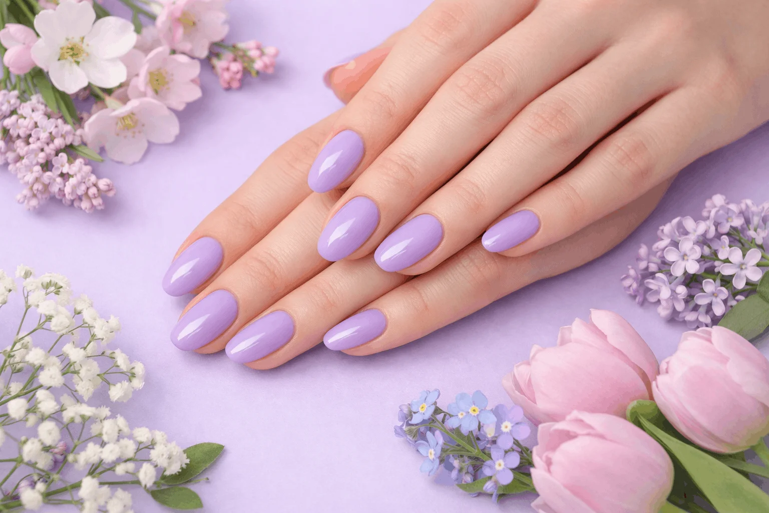 17 Best Nail Colors for Fair Skin That Look Stunning 6 lavender nail color for fair skin manicure