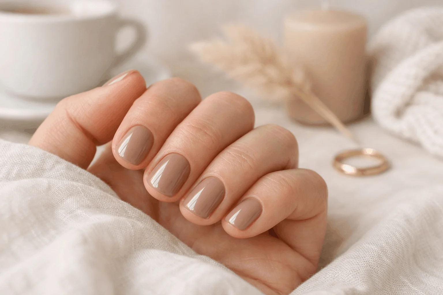 17 Brown Nails Ideas That Feel Rich & Chic 4 light mocha brown nails minimalist everyday style