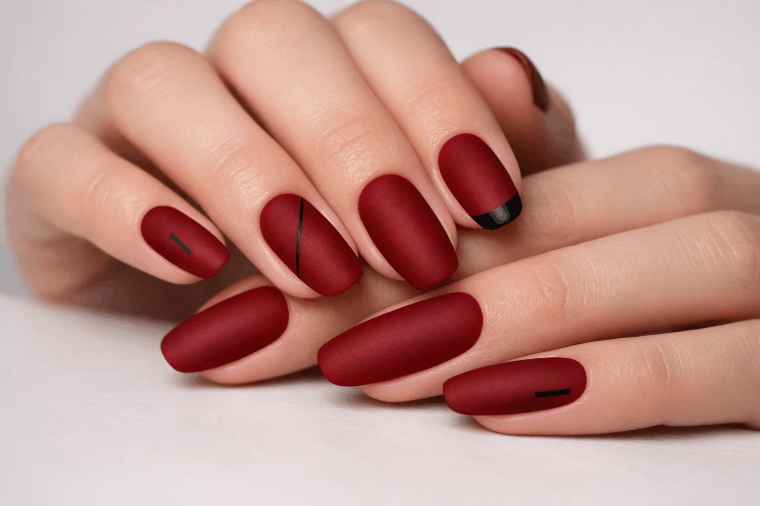 18 Red Halloween Nails for a Bold Spooky Look 8 matte dark red halloween nails elegant style