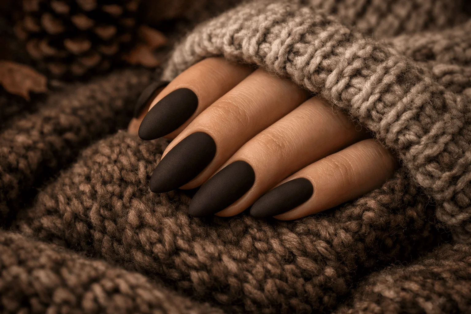 17 Brown Nails Ideas That Feel Rich & Chic 3 matte espresso brown nails cozy chic aesthetic