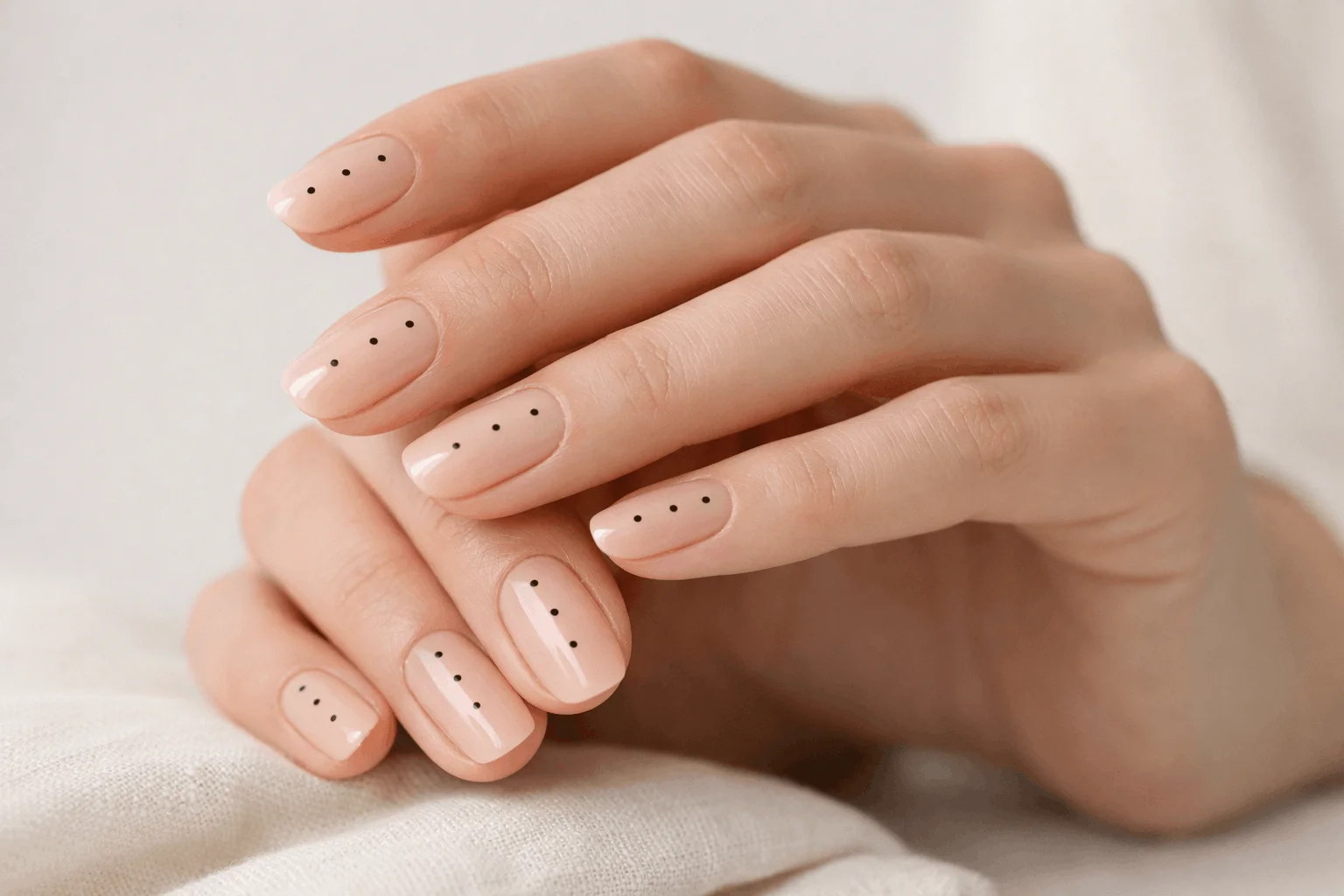 17 Polka Dot Nails That Are Cute & Playful 4 minimalist nude polka dot nails simple design