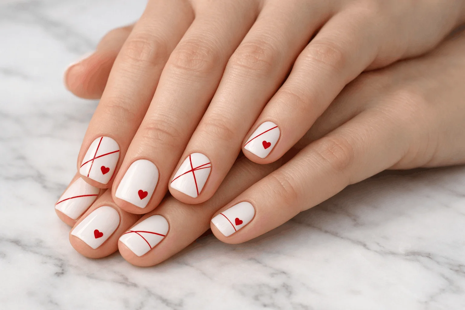 18 Red and White Nails Looks Perfect for Any Season 3 minimalist red and white nail art with modern lines