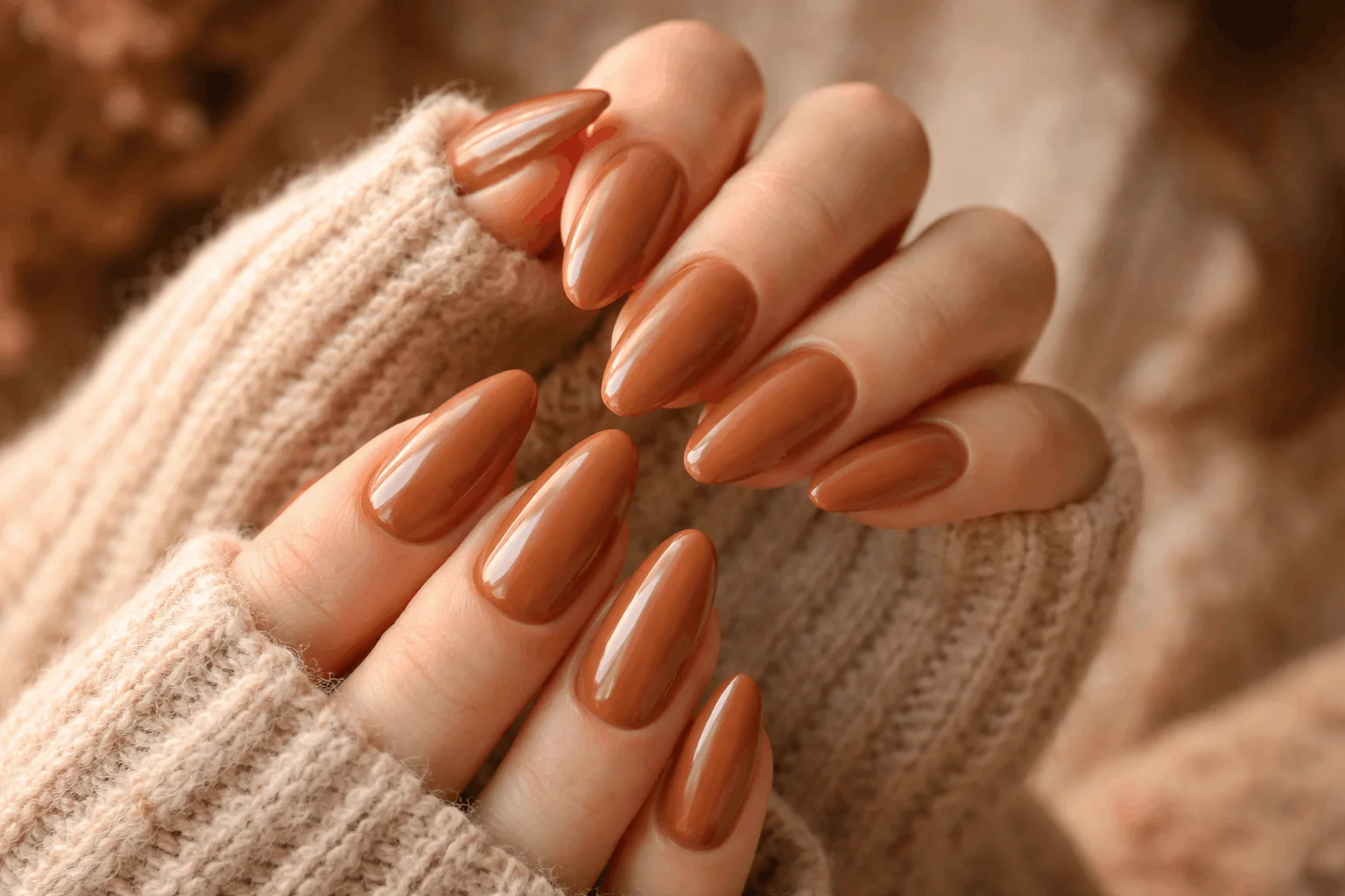 17 November Nails Designs That Stand Out 2 warm caramel glossy november nails cozy fall manicure