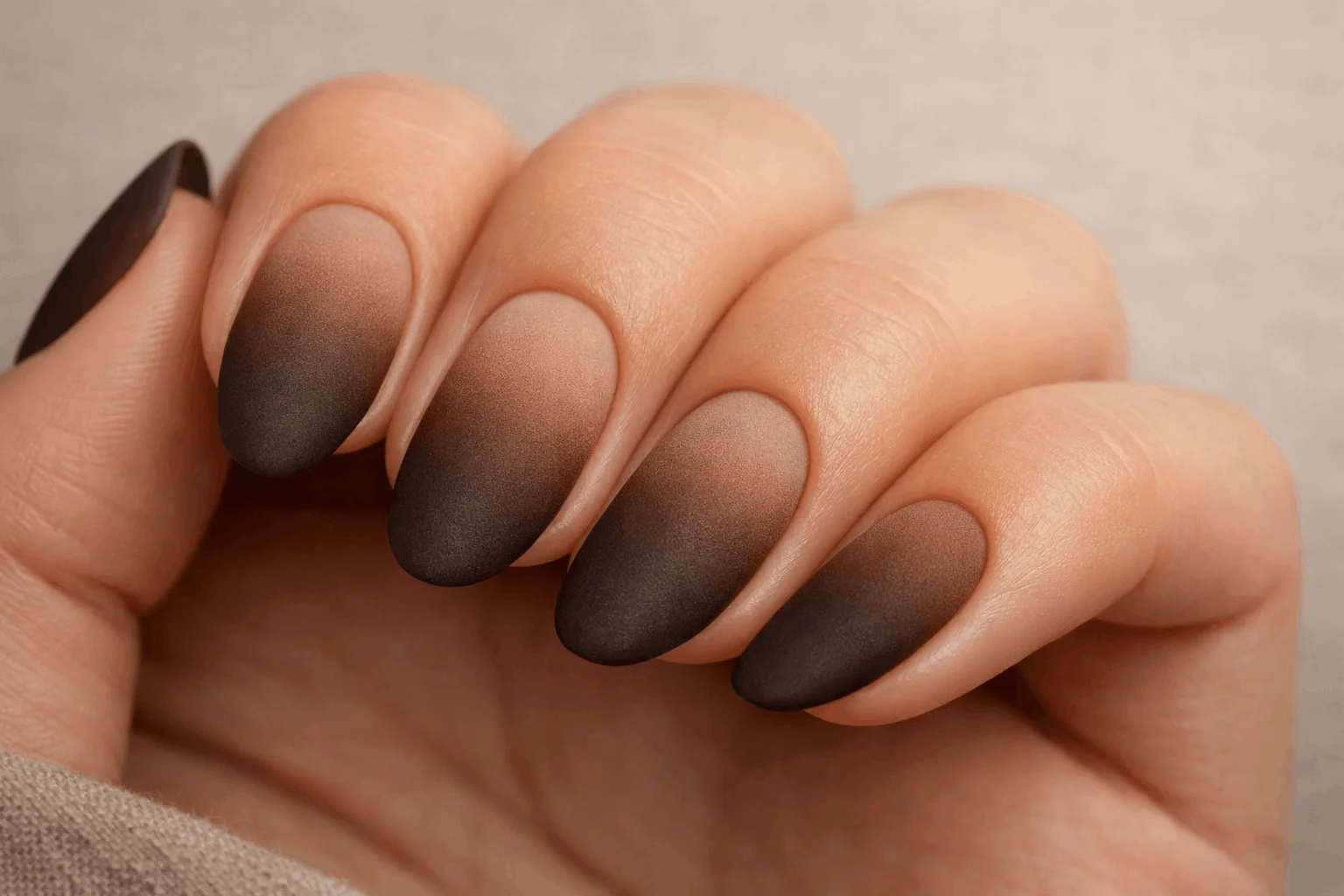 19 Brown Ombre Nails That Elevate Your Style 8 Matte brown ombre nails modern soft look