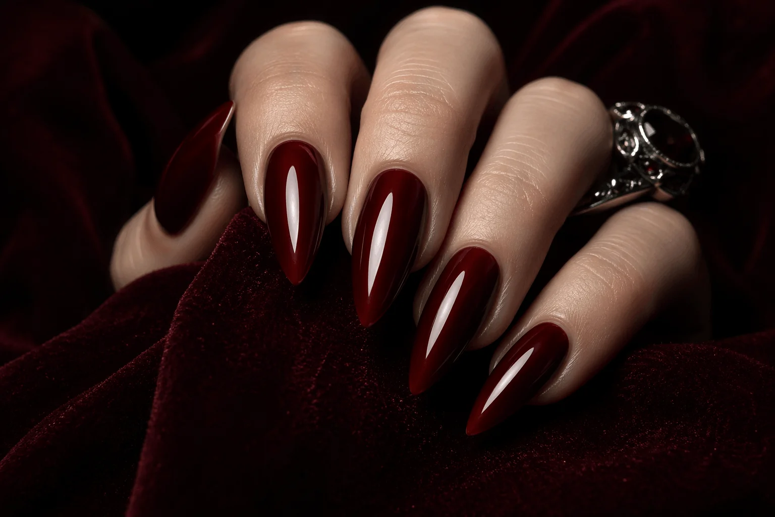 12 Witchy Nails That Feel Pure Dark Magic 6 Blood red dark witch nails with gothic style