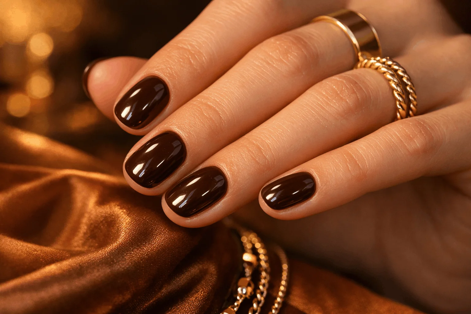 11 Cute Nails for Fall You Can Copy Right Now 11 Chocolate brown glossy cute nails for fall trend